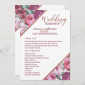 ピンクとパープルの花 ローズゴールドの結婚式プログラム プログラム (正面/裏面)