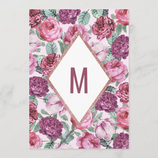 ピンクとパープルの花 ローズゴールドの結婚式メニュー メニュー (裏面)