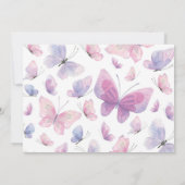 ピンクとパープルの蝶の誕生日写真にお礼 サンキューカード (裏面)