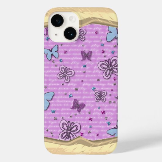 ピンクとパープルの蝶柄 Case-Mate iPhoneケース (裏面)