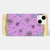 ピンクとパープルの蝶柄 Case-Mate iPhoneケース (裏面 (横))