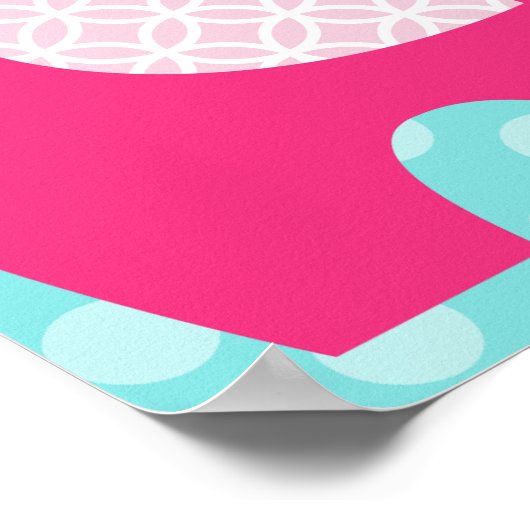 ピンクとパープルの象の愛のベビー ポスター (角)