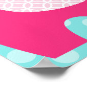 ピンクとパープルの象の愛の保育園ポスター ポスター (角)