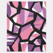 ピンクとパープルの鮮やかな幾何学モザイク フリースブランケット (正面)