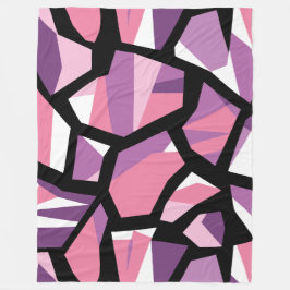 ピンクとパープルの鮮やかな幾何学モザイク フリースブランケット