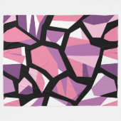 ピンクとパープルの鮮やかな幾何学モザイク フリースブランケット (正面(横))