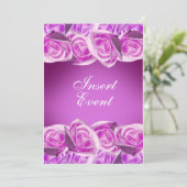 ピンクとパープルの「スウィート16」ウェディングローズ 招待状 (スタンド正面)
