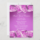 ピンクとパープルの「スウィート16」ウェディングローズ 招待状 (裏面)