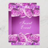 ピンクとパープルの「スウィート16」ウェディングローズ 招待状 (正面/裏面)