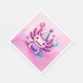 ピンクとパープルアクソロトルガールズバースデーパーティー スタンダードランチョンナプキン (角)