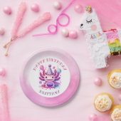 ピンクとパープルアクソロトルガールズバースデーパーティー ペーパープレート (パーティー)