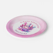 ピンクとパープルアクソロトルガールズバースデーパーティー ペーパープレート (アングル)