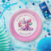 ピンクとパープルアクソロトルガールズバースデーパーティー ペーパープレート (パーティー)