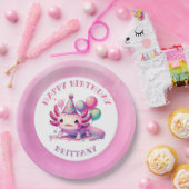 ピンクとパープルアクソロトルガールズバースデーパーティー ペーパープレート (パーティー)