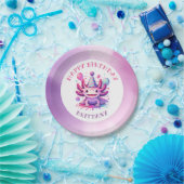 ピンクとパープルアクソロトルガールズバースデーパーティー ペーパープレート (パーティー)