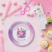 ピンクとパープルアクソロトルガールズバースデーパーティー ペーパープレート (パーティー)