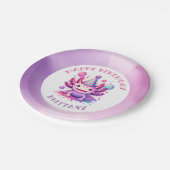 ピンクとパープルアクソロトルガールズバースデーパーティー ペーパープレート (アングル)