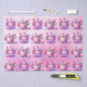 ピンクとパープルアクソロトルガールズバースデーパーティー 薄葉紙 (クラフト)