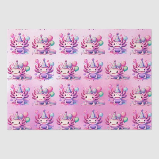 ピンクとパープルアクソロトルガールズバースデーパーティー 薄葉紙 (正面)