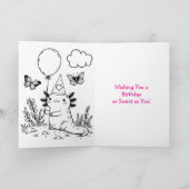 ピンクとパープルアクソロトルパーソナライズされた誕生日 カード (内部)