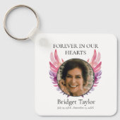 ピンクとパープルエンジェルウィングズ葬儀フォトメモリアル キーホルダー (正面)