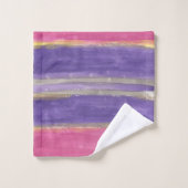 ピンクとパープルストライプのバスタオルセット バスタオルセット (ウォッシュタオル)