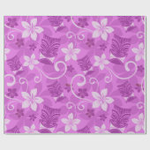 ピンクとパープルティキのハワイアンラッピング紙 ラッピングペーパー (フラット)