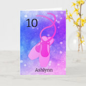 ピンクとパープルバレエ10誕生日カード カード (黄色い花)