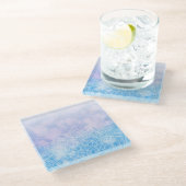 ピンクとパープルパステルマンデラ ガラスコースター (アングル)