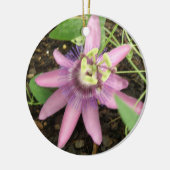 ピンクとパープルパッションフラワーのオーナメント セラミックオーナメント (左)