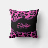 ピンクとパープルヒョウのプリント クッション (裏面)