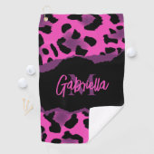ピンクとパープルヒョウのプリント ゴルフタオル (インサイチュ)