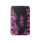 ピンクとパープルヒョウのプリント バスマット (正面縦)