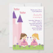 ピンクとパープルプリンセス招待状 招待状 (正面)