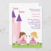 ピンクとパープルプリンセス招待状 招待状 (正面/裏面)