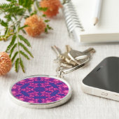 ピンクとパープルマンデラの丸い雪 キーホルダー (側面)