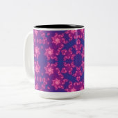 ピンクとパープルマンデラの丸い雪 ツートーンマグカップ (正面左)