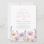 ピンクとパープルワイルドフラワーのブライダルシャワー 招待状 (正面)