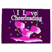 ピンクとパープルI愛するチアリーティング抱き枕 ラージペーパーバッグ (裏面)