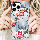 ピンクとピーチのモノグラム フラワーデザイン Case-Mate iPhoneケース