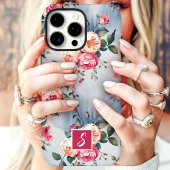 ピンクとピーチのモノグラム フラワーデザイン Case-Mate iPhoneケース