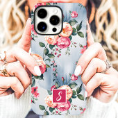 ピンクとピーチのモノグラム フラワーデザイン Case-Mate iPhoneケース