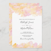 ピンクとピーチの水彩ウェディング招待状 招待状 (正面/裏面)