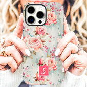 ピンクとピーチの水彩花モノグラム Case-Mate iPhoneケース