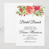 ピンクとピーチの水彩花柄シャワーボード 招待状 (正面/裏面)