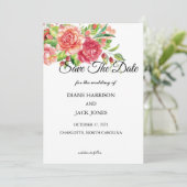 ピンクとピーチの花のウェディング・セーブ・ザ・デート 招待状 (スタンド正面)