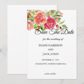 ピンクとピーチの花のウェディング・セーブ・ザ・デート 招待状 (正面/裏面)
