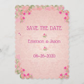 ピンクとピーチの頭皮 セーブザデート (正面/裏面)