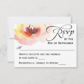 ピンクとピーチウォーターのカラーフローラRSVP 出欠カード (正面)