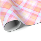 ピンクとピーチパステルプレイドパターン ラッピングペーパー (ロールコーナー)